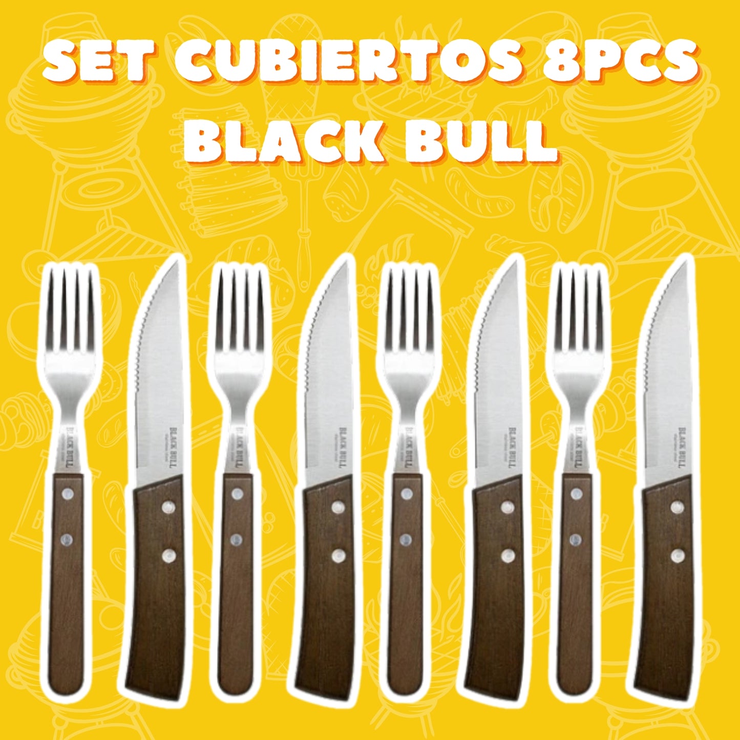 Set Cubiertos Black Bull 8pcs