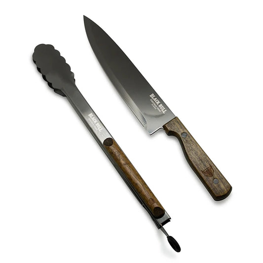 Set Cuchillo + Pinzas Black Bull